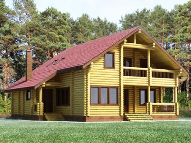 Проект деревянного дома из оцилиндрованного бревна 230 м.кв.