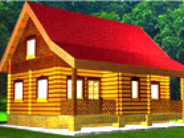 Проект деревянного дома из оцилиндрованного бревна или бруса 98.8 кв. м