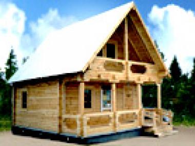 Проект деревянного дома из оцилиндрованного бревна или бруса 62.3 кв. м.