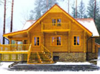 Проект деревянного дома из оцилиндрованного бревна или бруса 170.6 кв. м.