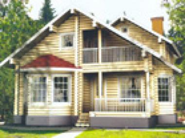 Проект деревянного дома из оцилиндрованного бревна или бруса 185.4 кв. м.