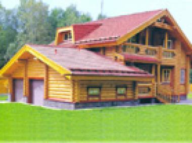 Проект деревянного дома из оцилиндрованного бревна или бруса 211. 9 кв. м.